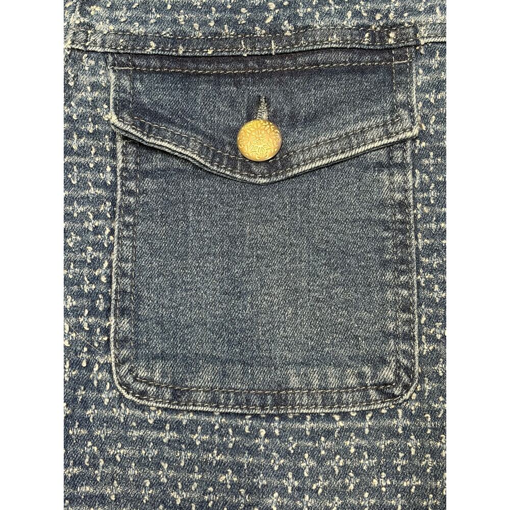Time and Tru Clip Dot Denim Collarless Jacket size M/L - Picture 4 of 9